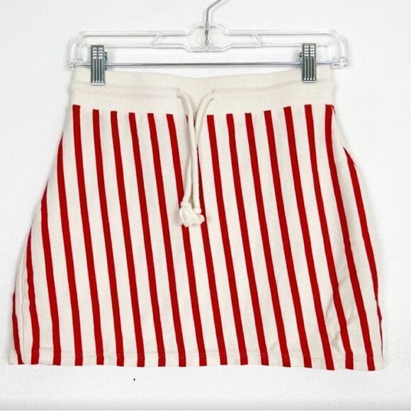 NWT Zara Red and White Striped Drawstring Skirt - Picture 2 of 4